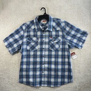 NWT 2XL Wrangler Plaid‎ Premium Button SS Shirt Cowboy Wash For Softness 5Star